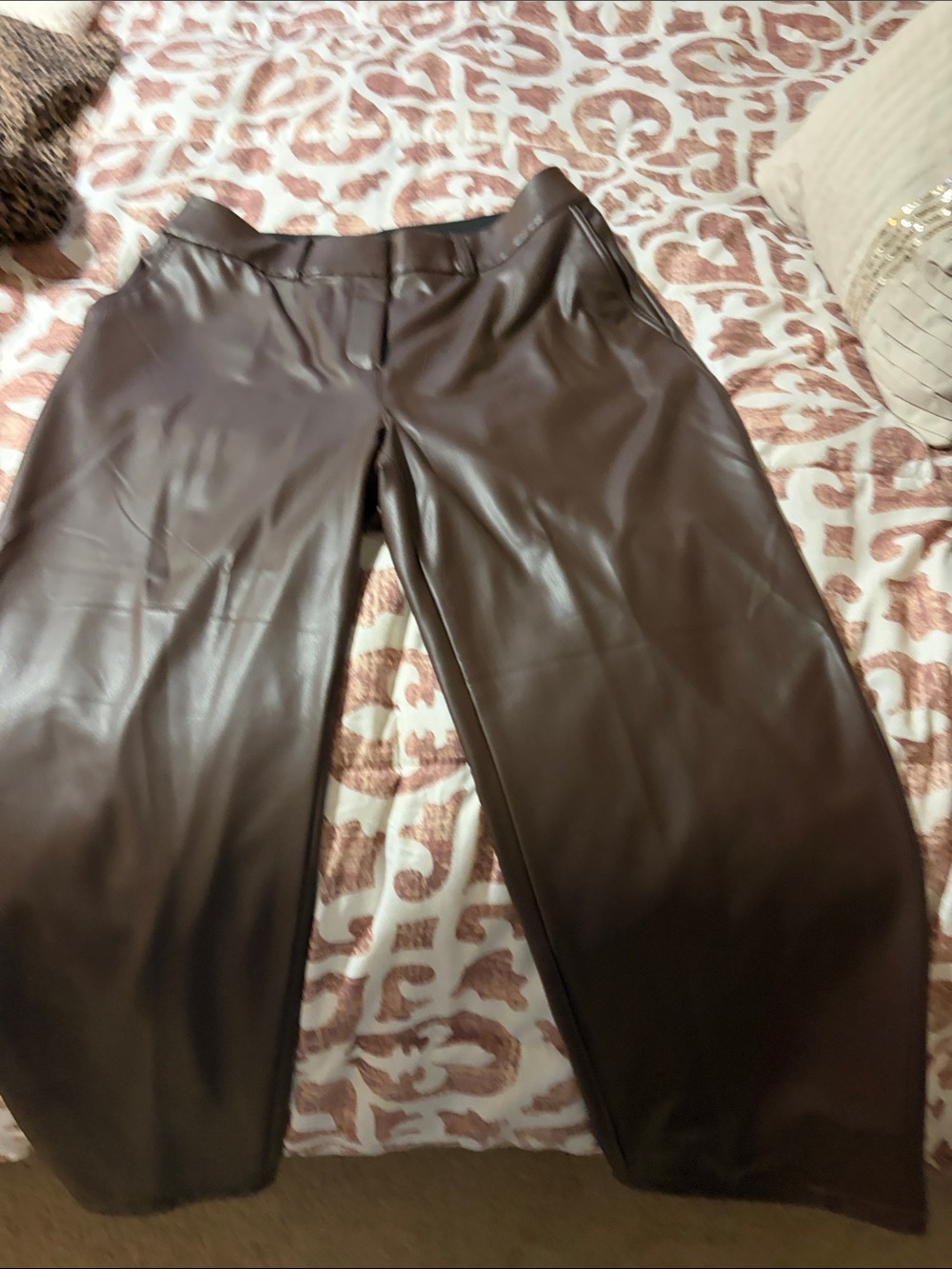 Lane Bryant Faux Leather Wide-Leg Trousers - Brown